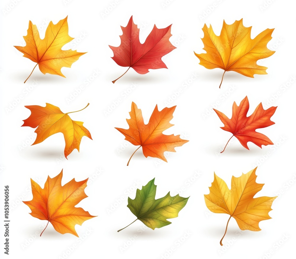 Obraz premium The spiraling flight of a red autumn leaf pile on a Canada maple tree isolated in transparent mode
