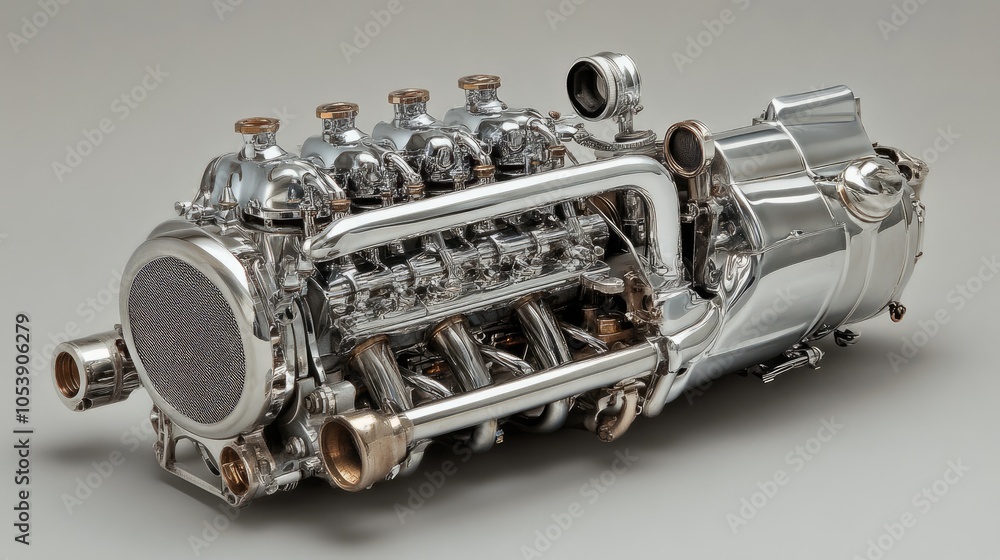 Fototapeta premium Polished Engine Component with Detailed Design