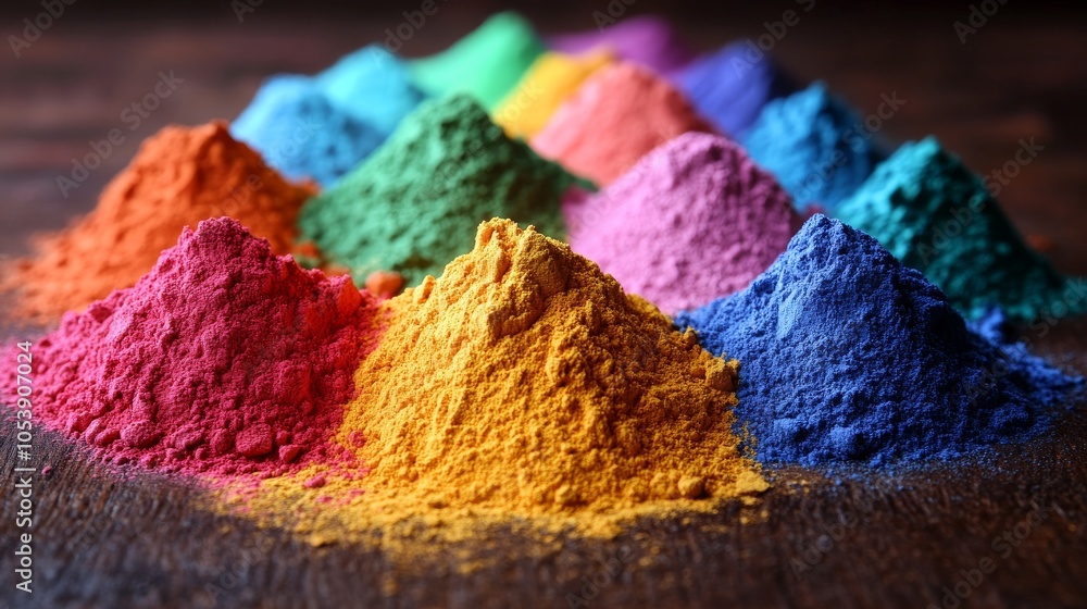 Fototapeta premium Holi festival high detail of colorful powder which use in Holi festival India.