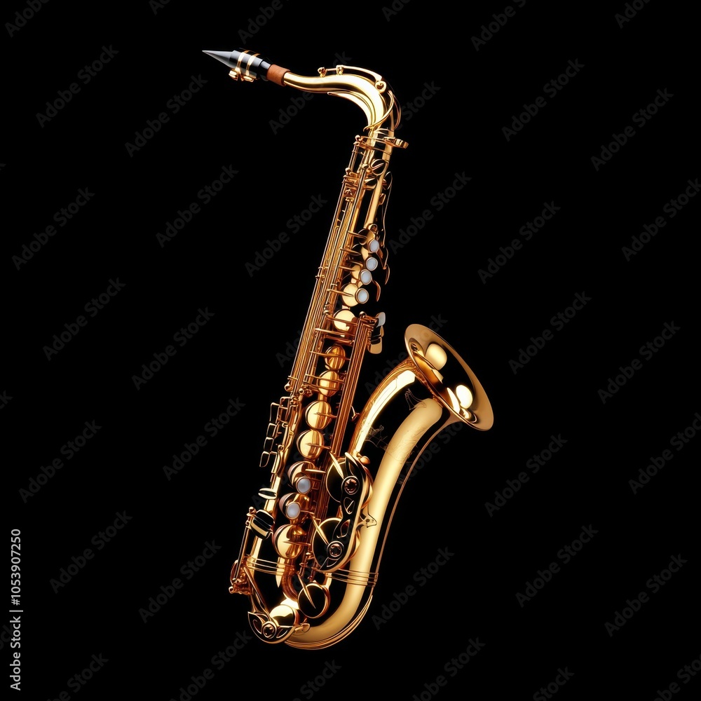 Naklejka premium Alto saxophone isolated on black background.