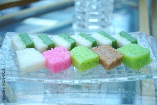 delicious sweet rice desert cake, traditional indonesian cakes photo