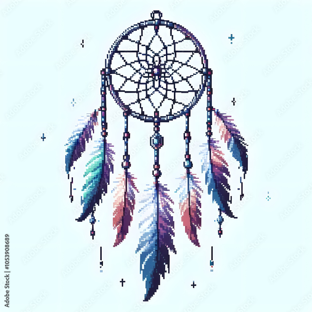 Obraz premium 드림캐쳐, 픽셀아트 (Dreamcatcher, pixel art)