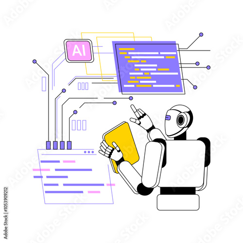 AI-Supported Robotics and Automation abstract concept vector illustration.