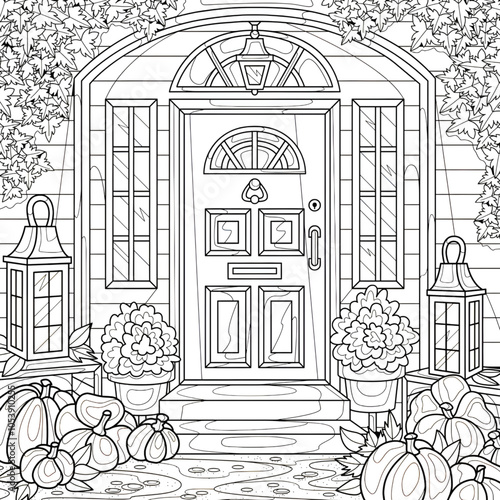 old farm house colouring page