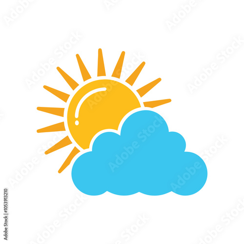 Weather Icon Partly Cloudy Sun Vector.