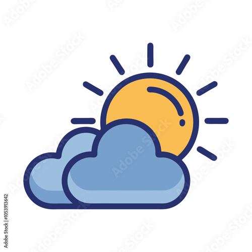 Weather Icon Partly Cloudy Sun Vector. photo