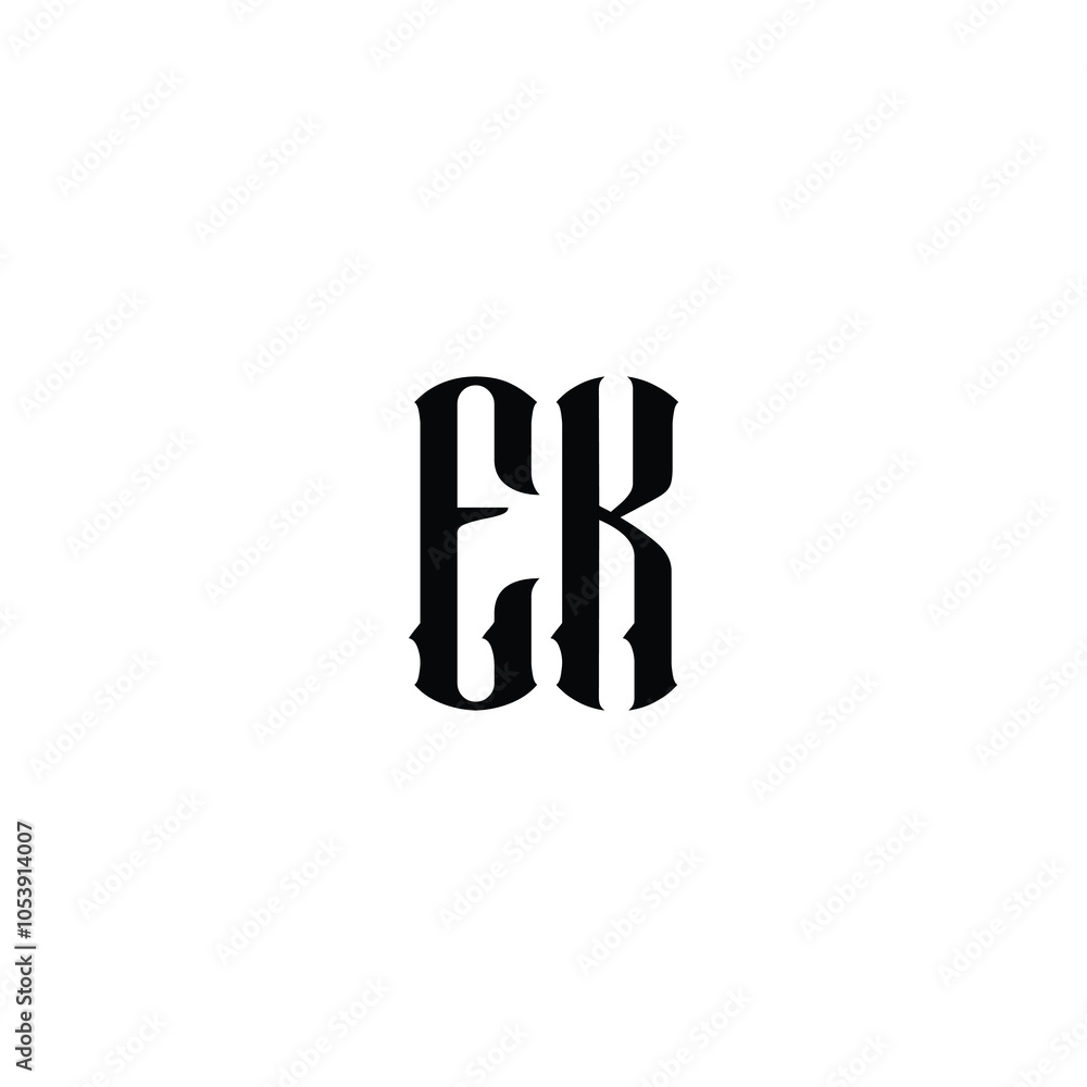 Obraz premium EK monogram logo design letter text name symbol monochrome logotype alphabet character simple logo