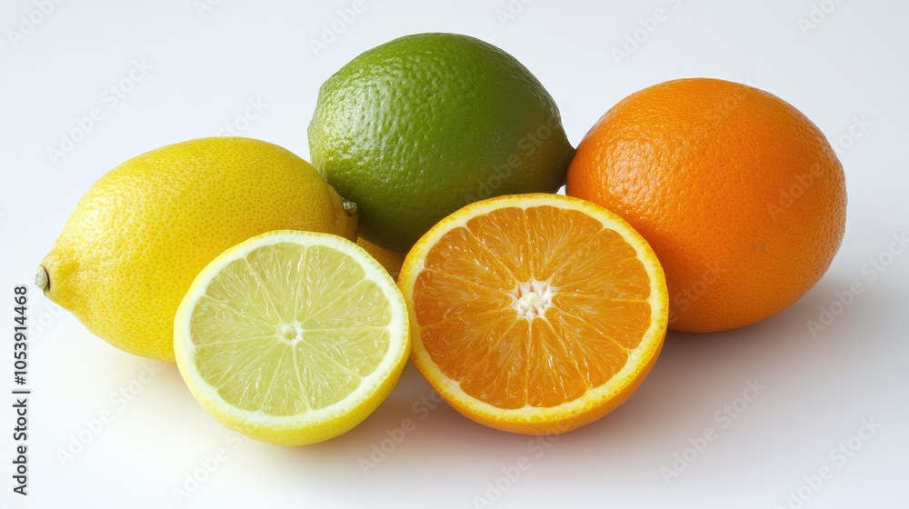 Fresh Citrus Fruits on a Clean Background Fresh Citrus Fruits on a Clean Background