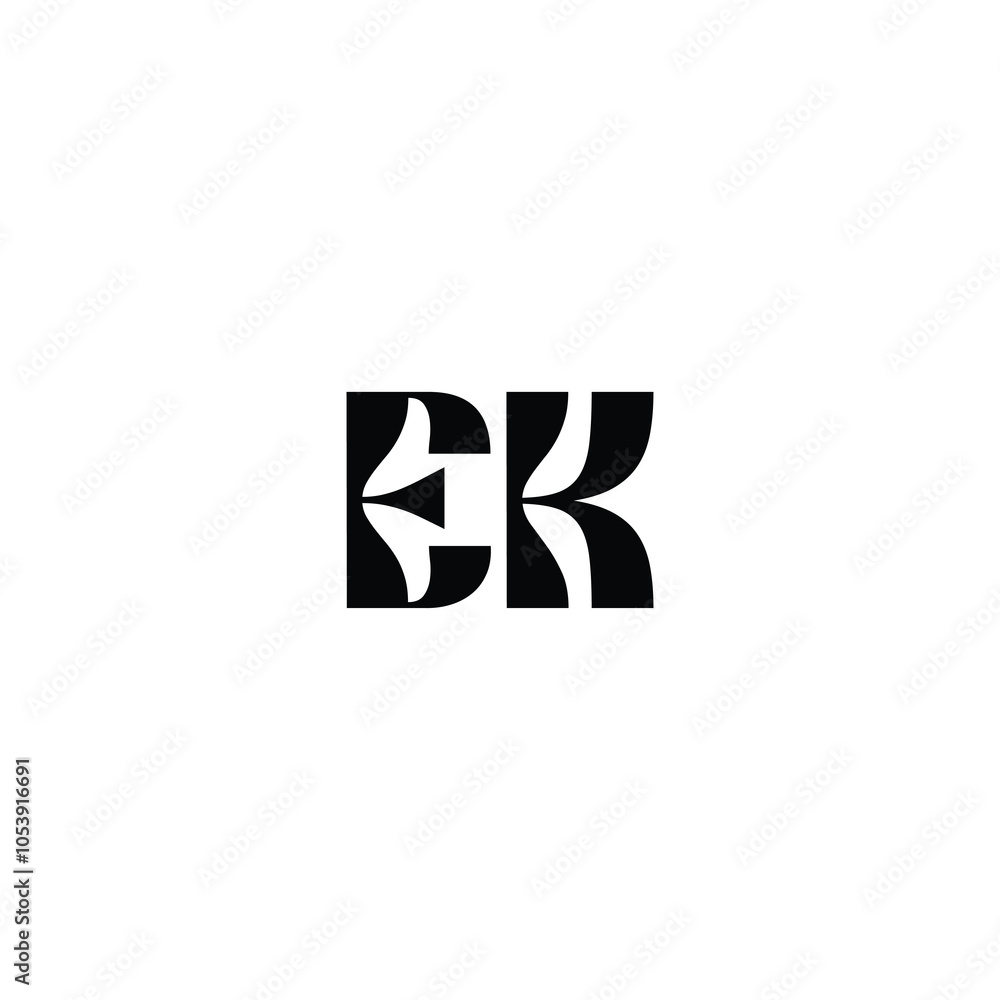 Obraz premium EK monogram logo design letter text name symbol monochrome logotype alphabet character simple logo