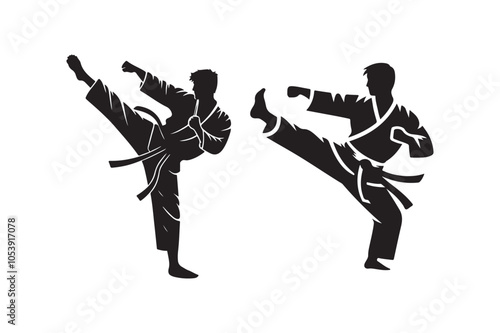 Karate silhouette vector illustration, Karate silhouette vector Bundle 