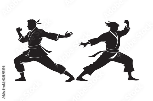 Karate silhouette vector illustration, Karate silhouette vector Bundle 