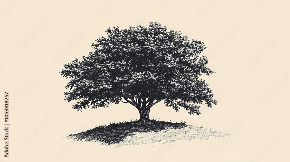 Fototapeta premium Hand drawn illustration of a tree. Pen and Ink Illustration. Illustration