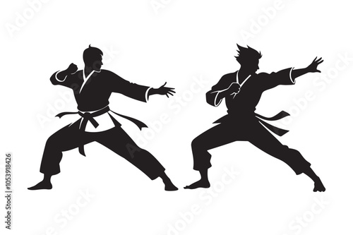 Karate silhouette vector illustration, Karate silhouette vector Bundle 