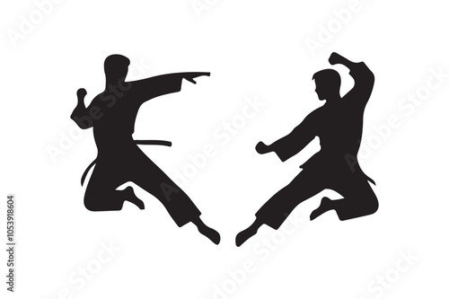 Karate silhouette vector illustration, Karate silhouette vector Bundle 