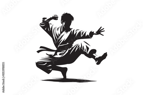 Karate silhouette vector illustration, Karate silhouette vector Bundle 