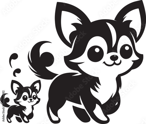 cute and sweet or creative funny Chihuahua walking pet lover, dogs fan,  silhouette vector design