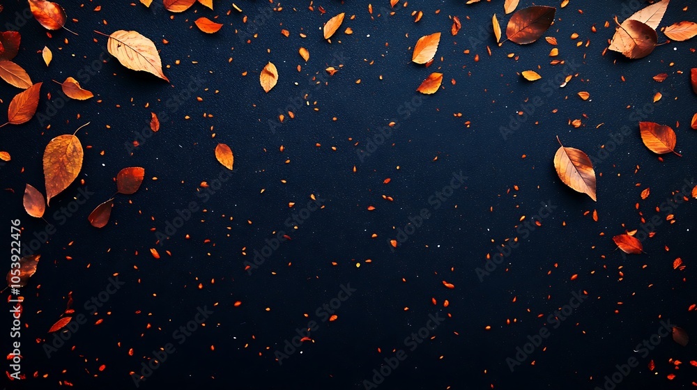 Halloween rich navy backdrop adorned with tiny autumn leaf designs Halloween rich navy backdrop adorned with tiny autumn leaf designs