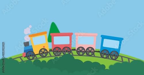Illustration of Train Background Animation, Alpha Channel Setting, Loop Animation