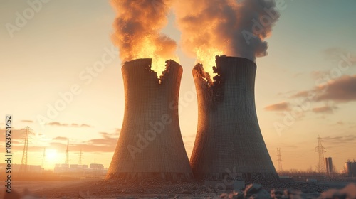 Power plant with broken turbines, highlighting the consequences of aging infrastructure and energy shortages photo