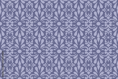 Purple Floral damask seamless pattern background and fabric.