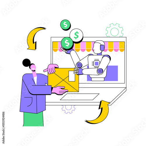 AI-Supported Return and Refund Processing abstract concept vector illustration.