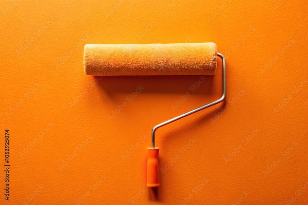 Obraz premium Roller painting walls orange color aerial view