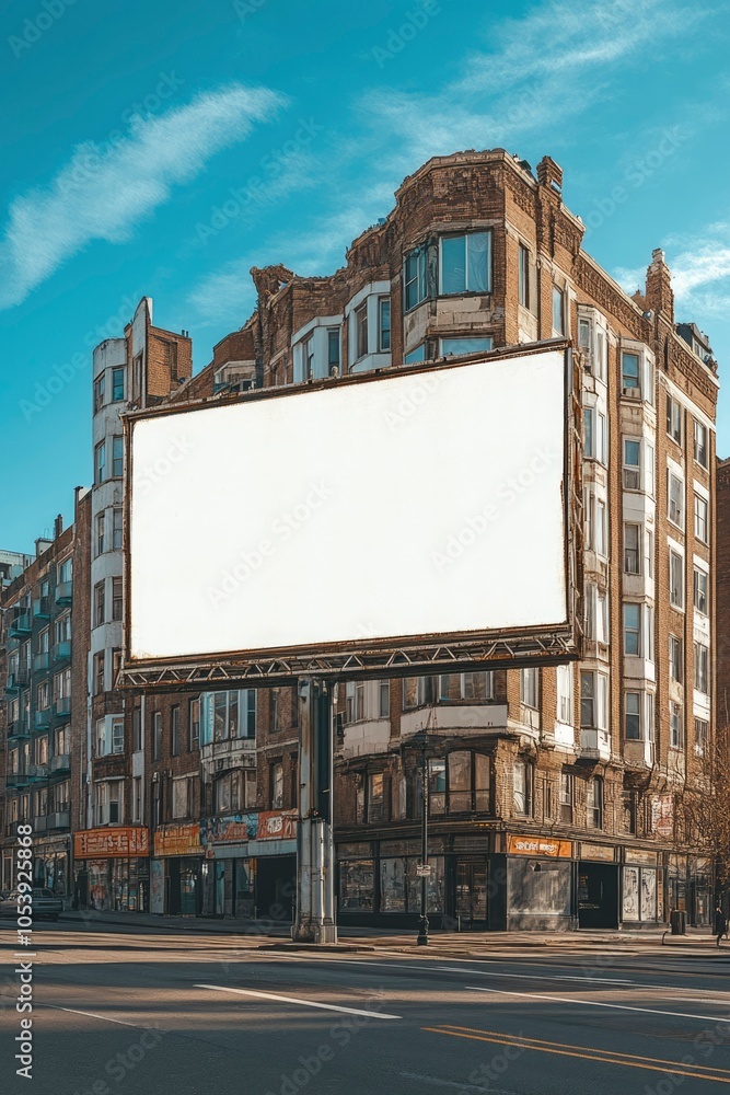 Large Blank Billboard in Front of City Building Large Blank Billboard in Front of City Building