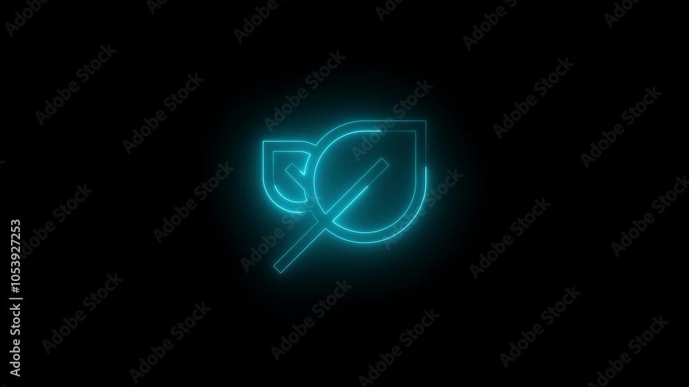 Neon sustainable icon glowing black background animation Neon sustainable icon glowing black background animation