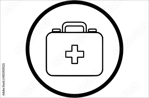 first aid kit iconblack and white vector  white backgroud photo