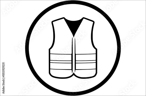 safety vest icon black and white vector  white background