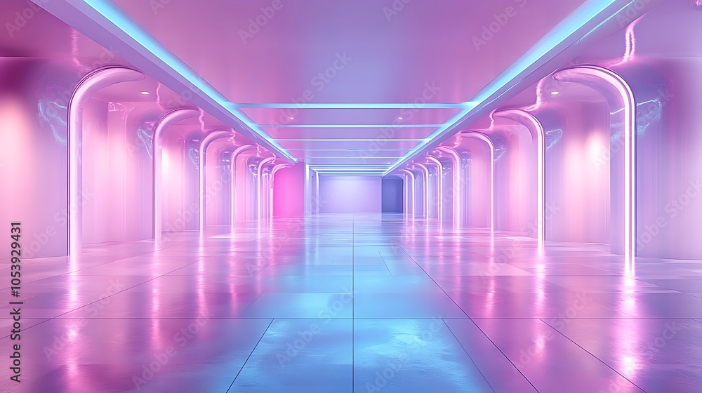 Abstract spacious hall in light pink purple and blue colors empty 3d render Abstract spacious hall in light pink purple and blue colors empty 3d render
