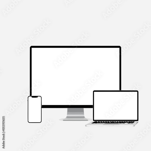 device mockup with blank screen. smartphone laptop and desktop screen mockup.
