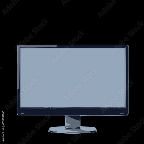 realistic computer monitor with transparent empty screen. pc display mockup. blank desktop display png image. vector illustration.