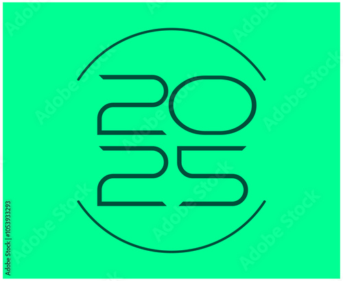 Happy New Year 2025 Design Green Number Vector Abstract Symbol Illustration photo