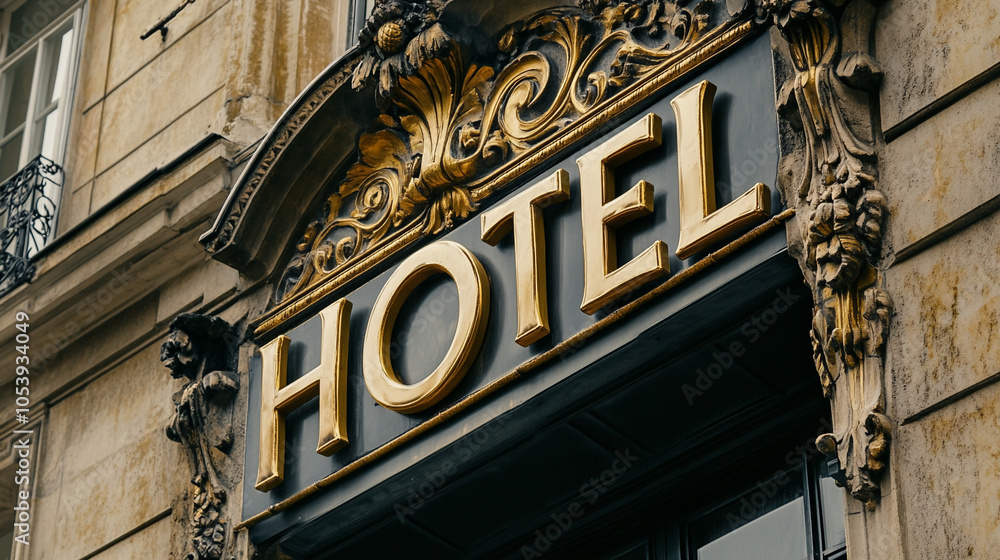 Obraz premium Hotel sign on the building. 
