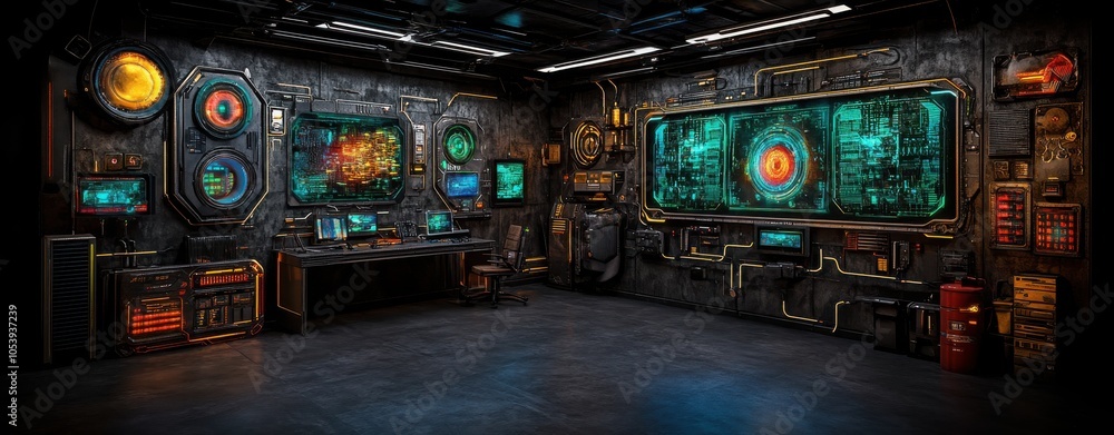 Fototapeta premium High-Tech Workspace with Futuristic Equipment