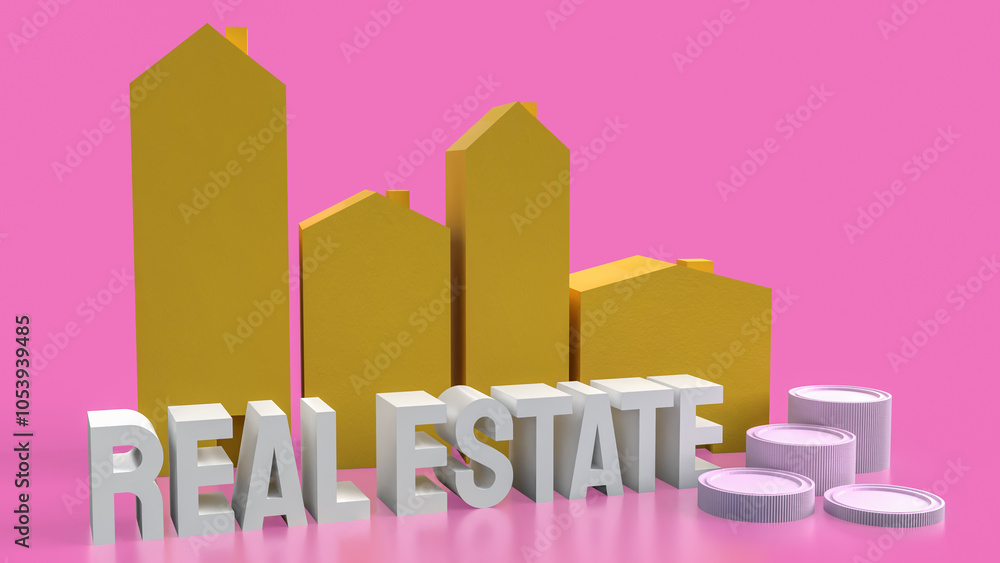 The real estate text and building for property concept 3d rendering. The real estate text and building for property concept 3d rendering.
