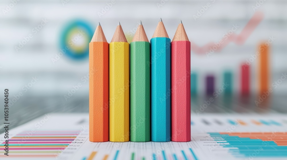 Colorful Pencils on Business Graphs and Plans Colorful Pencils on Business Graphs and Plans