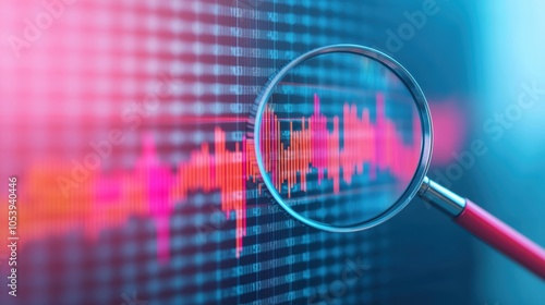 Investment Analysis with Magnifying Glass on Data Chart