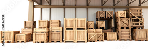 Wallpaper Mural A large pile of wooden crates are stacked in a warehouse Torontodigital.ca