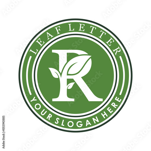 combination of letter r and leaf design with creative concept