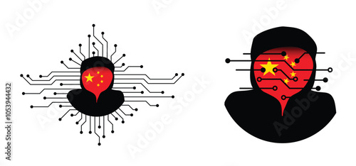 No criminals mask stealing data. Hybrid war and warfare, DDoS attack. Cyber war, China conflict. Hackers, cyber crime, cyber criminals phishing steal personal or business information. Digital spies.
