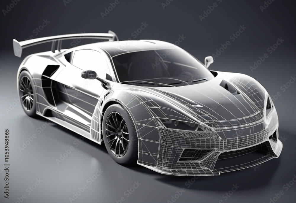 Naklejka premium Sports car frame 3D illustration isolated on light background 