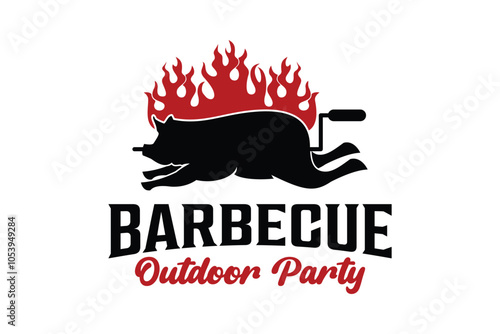 pig roast vector, gourmet roast pork logo design icon Illustration