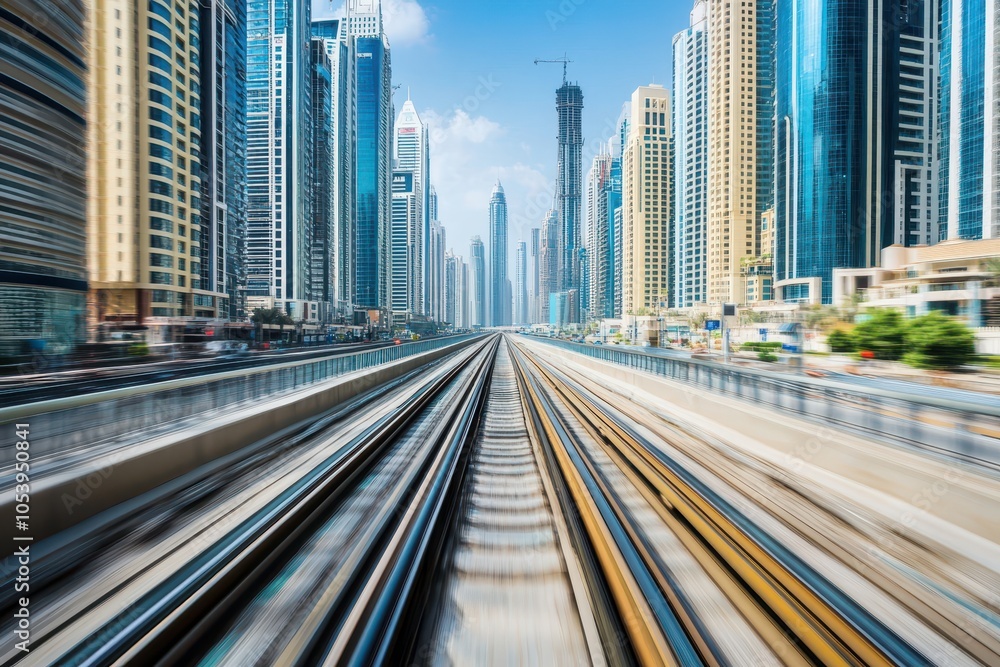 Train Tracks Through a City of Skyscrapers Train Tracks Through a City of Skyscrapers