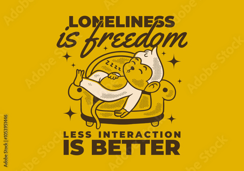 Less interaction is better. Character design of monkey sleep on the sofa