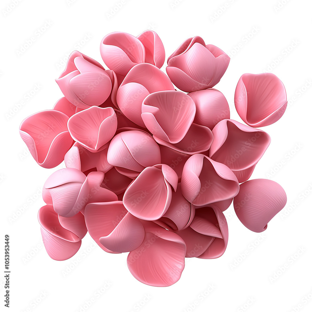 Obraz premium a rose petal confetti 3D icon celebration theme soft pink isolated on white and transparent background