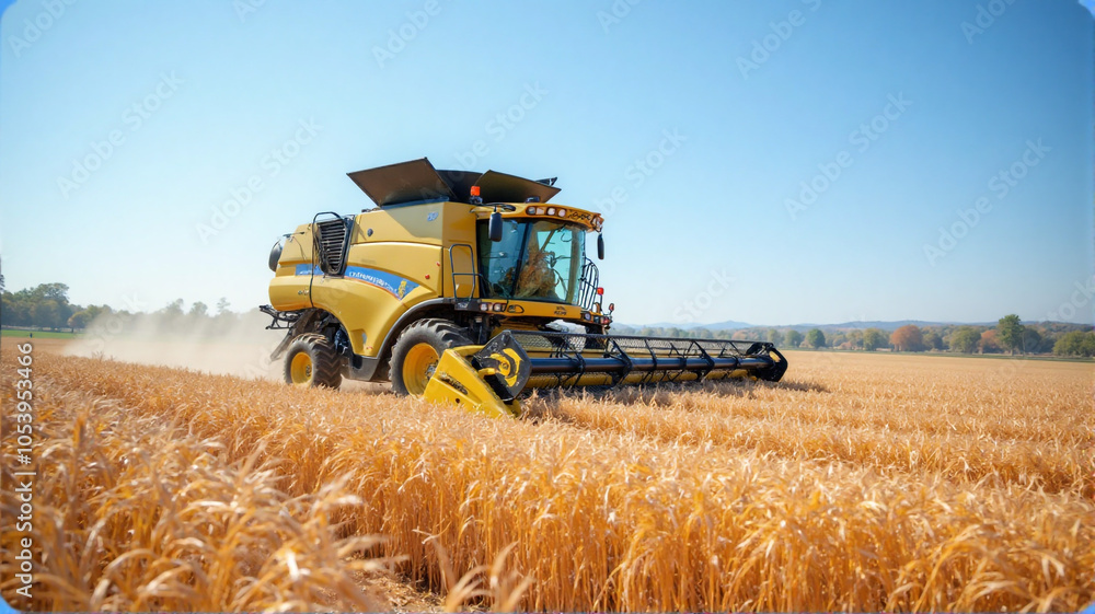Obraz premium combine harvester on field