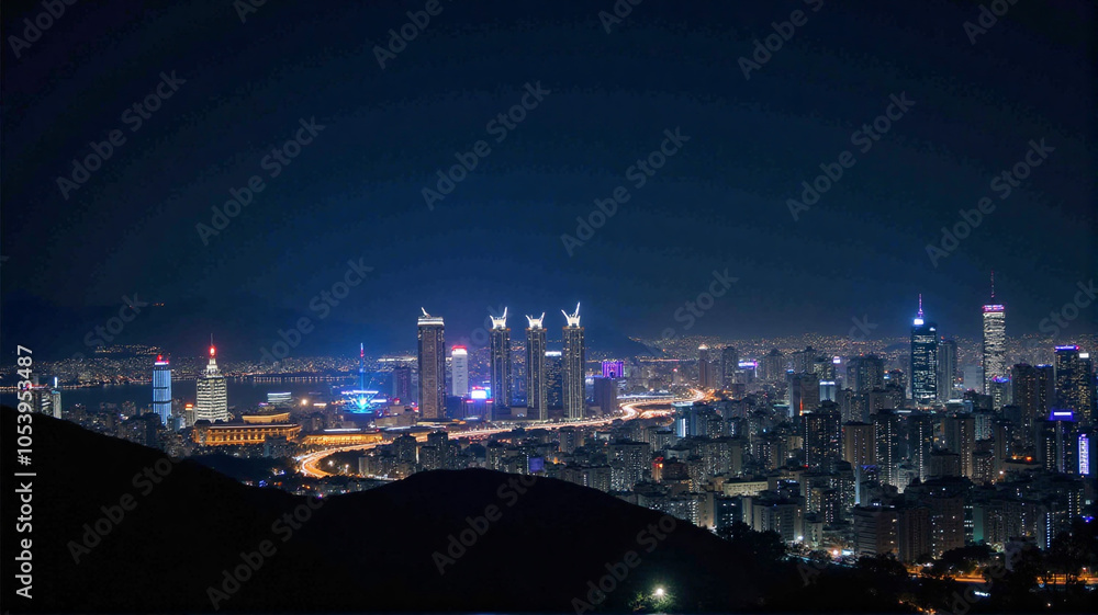 Obraz premium night city skyline