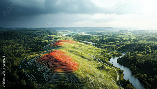 LiDAR Technology Scanning a Vibrant Landscape with High-Tech Drone